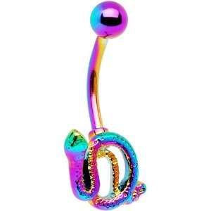  Rainbow Electro Titanium Coiled Snake Belly Ring Jewelry