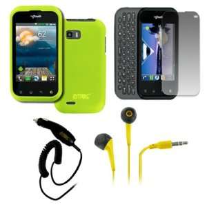   Stereo Earbud Headphones (Yellow) + Screen Protector + Car Charger