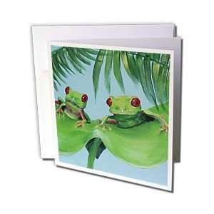 Hurley Heath Animals   Miscellaneous   2 Tree Frogs on a Big Palm Leaf 