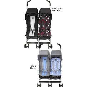  Maclaren Rally Twin Stroller 2006 Blue Fleur Baby