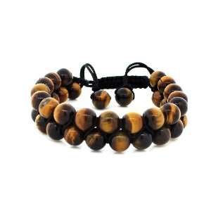 Two Row Tiger Eye 36 Marble Brown Beads 8mm With Black String 