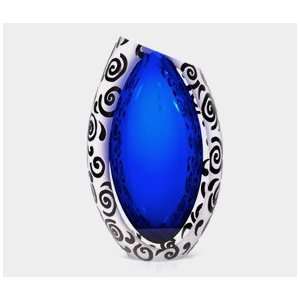   Correia Designer Art Glass, Vase Cobalt/Black Tuxedo
