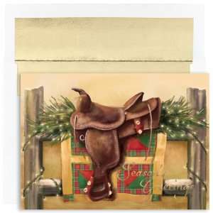 Western Saddle with Lights Christmas Cards   Health 