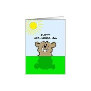  Happy Groundhog Day Card with Shadow Sun February 2 Card 