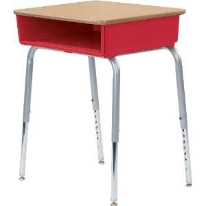   Top Student Desk with Red Open Front Plastic Book Box